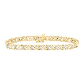 1/3 CTW Diamond Heart Link Bracelet 10K Yellow Gold 7"