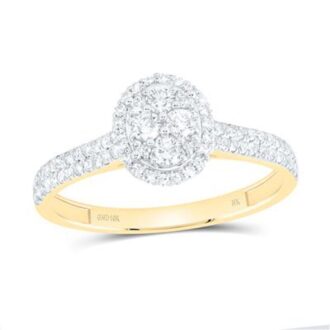 1/2ctw Diamond Oval Halo Engagement Ring 10K Yellow Gold