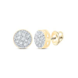 10k Yellow Gold Pavé Round Diamond Stud Earrings 1/20ctw