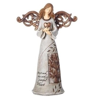 9" Tree of Life Angel with Heart Figurine, Grateful Heart