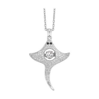 Stingray Necklace with Cubic Zirconia in Sterling Silver