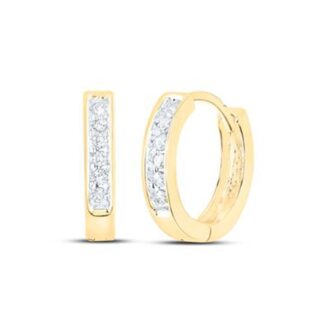Huggie Hoops with 1/8ctw Round Diamonds in 10k Yellow Gold
