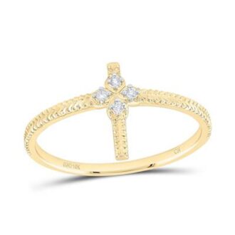 10K Yellow Gold Cross Ring with 0.03 CTW Diamonds