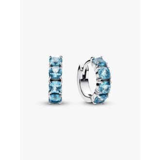 Pandora Sterling Silver Aquamarine Crystal Hoop Earrings