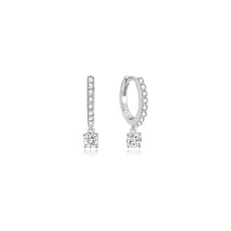 Ania Haie Silver CZ Dangle Huggie Hoop Earrings