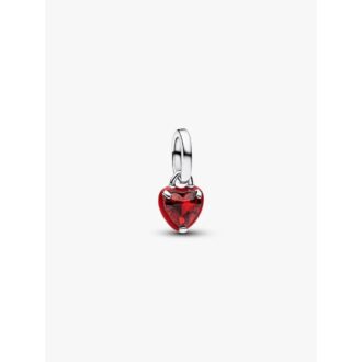 Pandora Salsa Red Crystal Heart Mini Dangle Charm in Silver