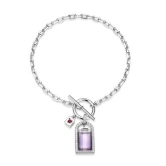 Elle African Amethyst Paperclip Bracelet in Sterling Silver