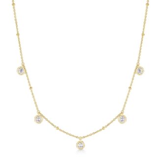 Ania Haie Bezel-Set CZ Station Necklace in Yellow Gold Plate