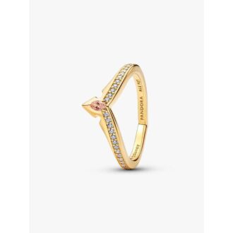 Pandora 14K YGP Villain Ring with Clear & Pink CZ Size 54