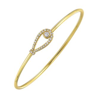 Diamond Teardrop Bangle Bracelet in 14k Yellow Gold 1/3ctw