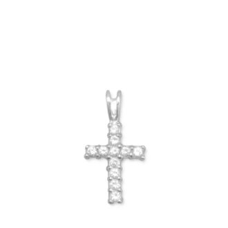 Cubic Zirconia Cross Necklace in Sterling Silver