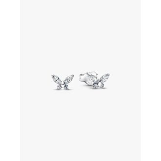 Pandora Butterfly Sterling Silver Clear CZ Stud Earrings