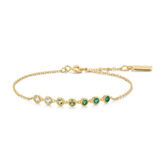 Ania Haie Green Bezel Station Bracelet in Yellow Gold Plate