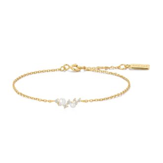 Ania Haie Pearl & CZ Cluster Bracelet in Yellow Gold Plate