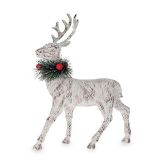 12" Standing Reindeer Figurine with Christmas Wreath