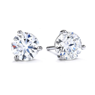 Hearts on Fire 3 Prong Diamond Stud Earrings 1.06ctw in 18k White Gold