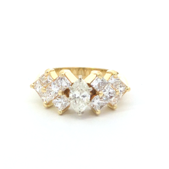 Pre-Owned 18K Yellow Gold Marquise Diamond Ring 2.18ctw