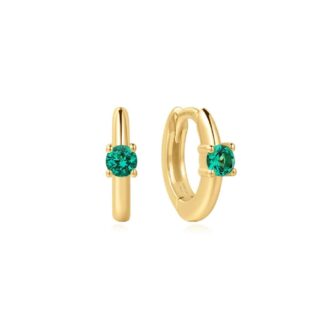 Ania Haie Yellow Gold-Plated Green Stone Huggie Earrings