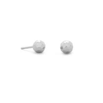 5mm Hammered Ball Stud Earrings in Sterling Silver