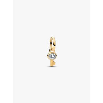 Pandora 14K Gold Plated Mini Key Dangle Charm with Clear CZ