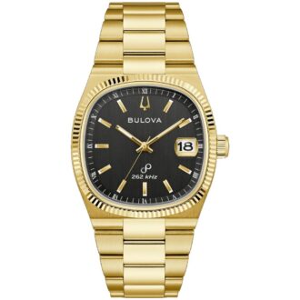 Bulova Men's Super Seville Gold-Tone Black Dial Dress Watch