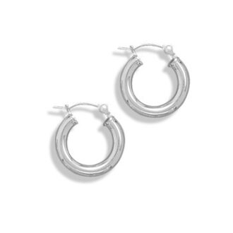 Small Round Tube Hoop Earrings in Sterling Silver