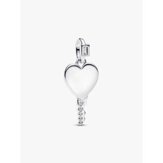 Pandora Engravable Heart Key Pendant with Clear CZ
