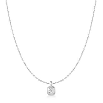 Ania Haie Silver Bezel-Set CZ Cushion Drop Pendant Necklace