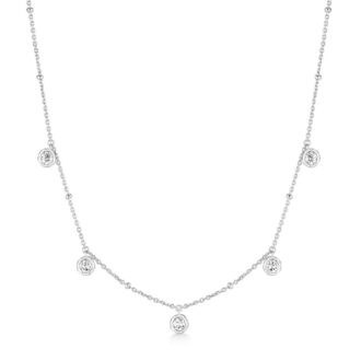 Ania Haie Sterling Silver Bezel Dangle CZ Station Necklace