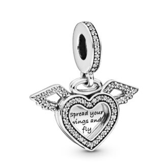 Heart and Angel Wings Dangle Charm