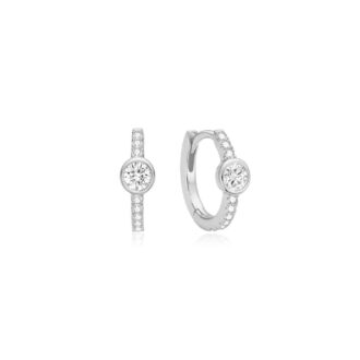 Ania Haie Silver Pavé CZ Huggie Hoop Earrings