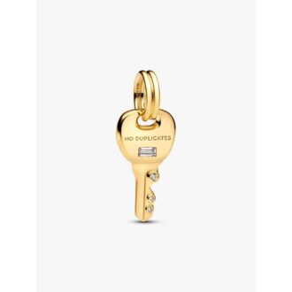 Pandora 14K Gold Plated Key Dangle Charm with Clear CZ