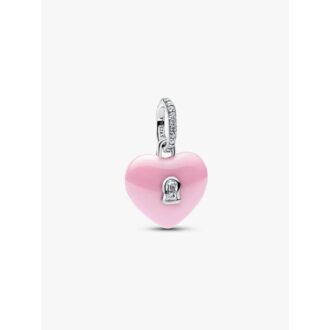 Pandora Heart Padlock Pink Ceramic CZ Dangle Charm
