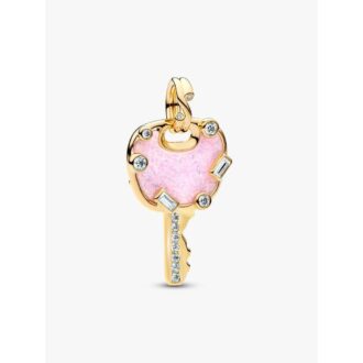 Pandora 14K Gold Plated Key Opal & CZ Dangle Charm