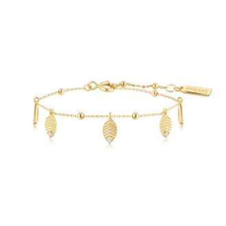 Ania Haie Yellow Gold-Plated CZ Leaf Station Bracelet