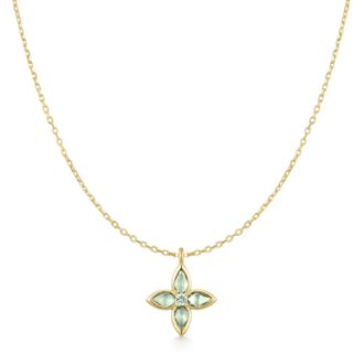 Ania Haie Yellow Gold-Plated Mint Green Clover Necklace