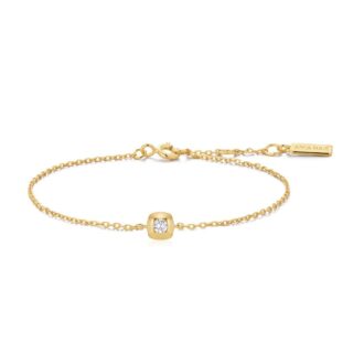 Ania Haie Yellow Gold-Plated Bezel Cushion CZ Bracelet