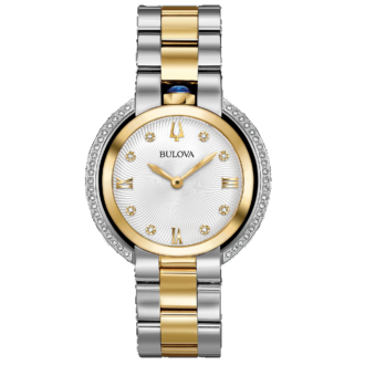 Bulova Women's Two-Tone Watch with White Dial and Diamond Accents