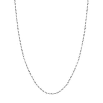 Rope Chain 3mm in 10k White Gold 24" Length