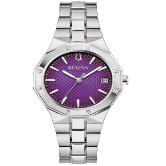 Bulova Women's Purple Dial Dress Watch with Geometric Bezel