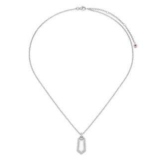 Fancy Double White Mother of Pearl Drop Pendant Necklace with CZ
