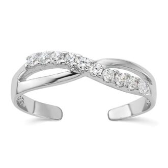 Sterling Silver Rhodium-Plated Cubic Zirconia Toe Ring