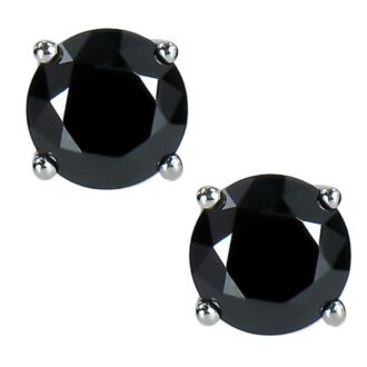 1ctw Round Black Diamond Stud Earrings in 14k White Gold