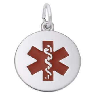 Sterling Silver Enamel Medical Symbol Charm Necklace 20"