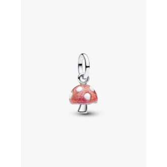 Pandora Pink & White Enamel Mushroom Mini Charm