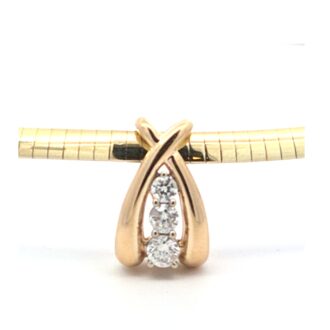 Pre-Owned "X" Diamond Pendant with Reversible 14k Two-Tone Omega Necklace