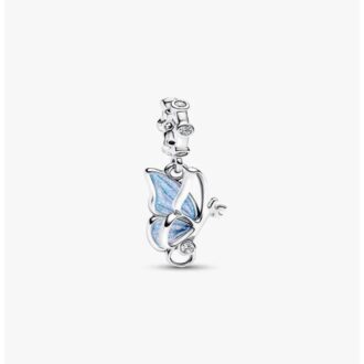 Pandora Winged Key Blue Enamel CZ Dangle Charm