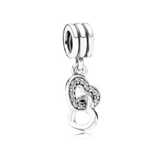Pandora Interlocking Hearts Dangle Charm in Silver