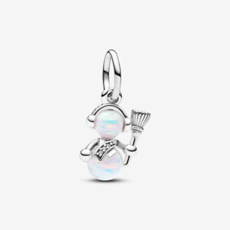 Pandora Opalescent Snowman Dangle Charm in Silver