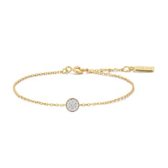Ania Haie Pave CZ Disc Bracelet in Yellow Gold Plate